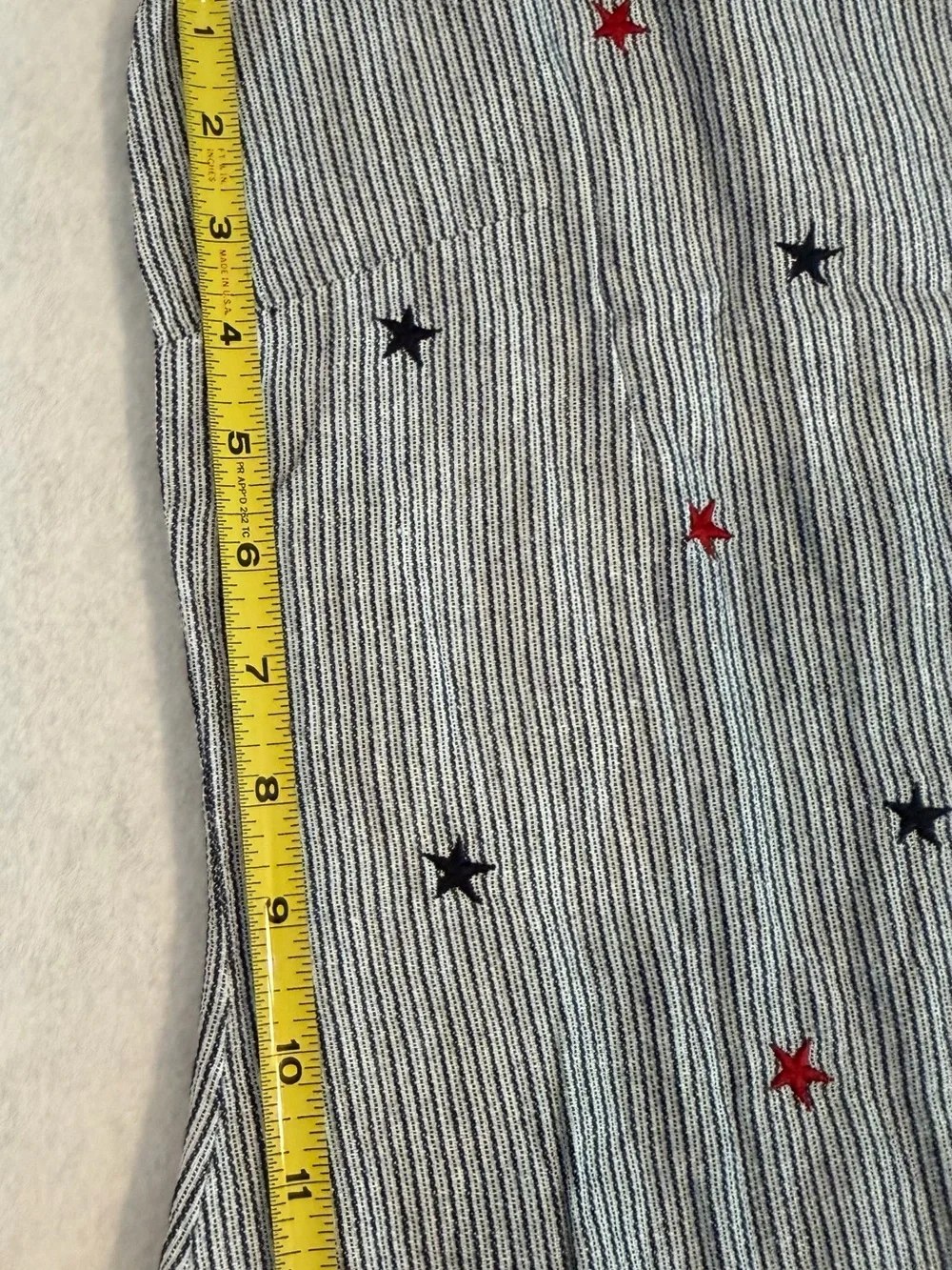 Blue-White Striped Tank with Star Embroidery -Vintage 4th of July Shirt - Picture 12 of 13